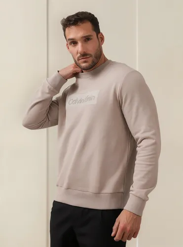 Polerón Textured Embroidery Beige Calvin Klein