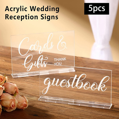 5 Tarjetas De Lugar De Acrílico Transparente Para Bodas,