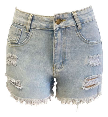 Shorts Vaqueros Anchos Con Tiro Alto Y Cremallera Lateral