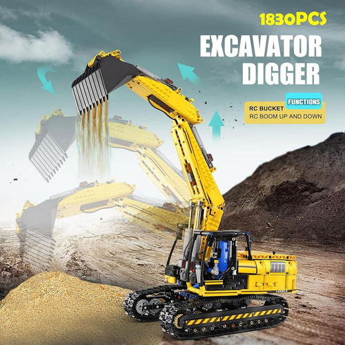 Juego Bloques De Construcción Excavadora App Rc Teledirigida