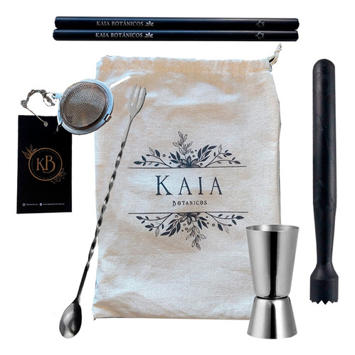 Combo Bartool Bolsa Kaia Botanicos Bartender Tragos Premium