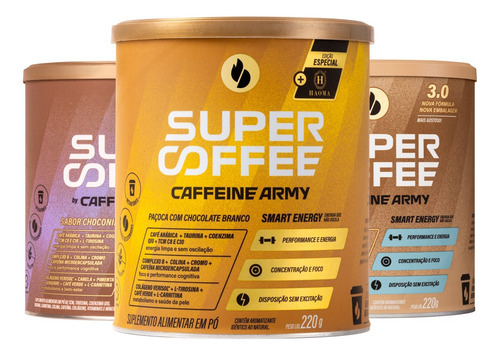 Kit 3x Supercoffee 3.0 220g - Caffeine Army | Promoção!!!