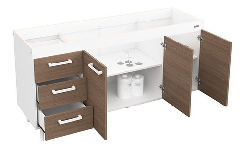 Bajo Mesada 1,60 Mts Mueble De Cocina Sin Bacha Color Blanco