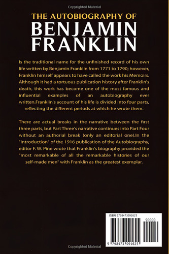 The Autobiography Of Benjamin Franklin, De Franklin, Benjamin. Editorial Independently Published, Tapa Pasta Blanda, Edición 1 En Inglés, 2022