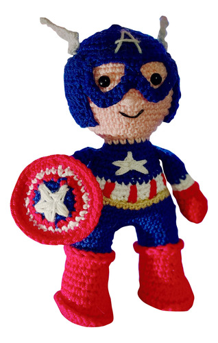 Super Héroe Capitán América En Amigurumi Tejido A Mano Niñ@s