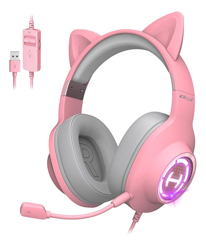 Edifier Hecate G2 Ii Pink Cat Ear Gaming Headset Usb Con Mic