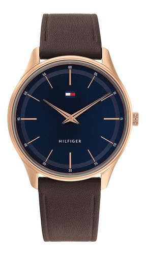 Reloj Tommy Hilfiger Tmy1710466 Marrón Hombre Color de la correa Marrón oscuro Color del bisel Dorado Color del fondo Azul oscuro