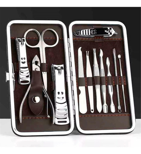 Cortador de unhas ponta reta Correia prateado - kit com 12