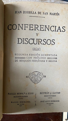 Conferencias Y Discursos De Juan Zorrilla De San Martín   A3