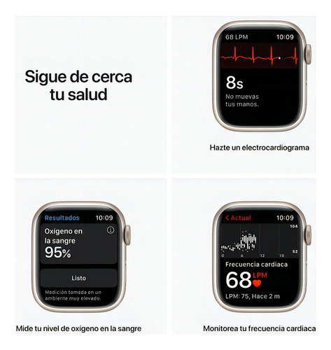 Apple Watch Series 7 (GPS + Cellular, 1.614") - Caja de aluminio color blanco estelar - Correa deportiva blanco estelar