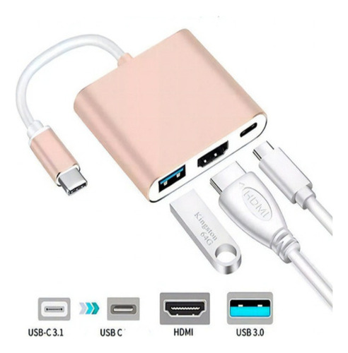 Adaptador Tipo C Para Hdmi 4k Usb 3.0 Hub Macbook Air P