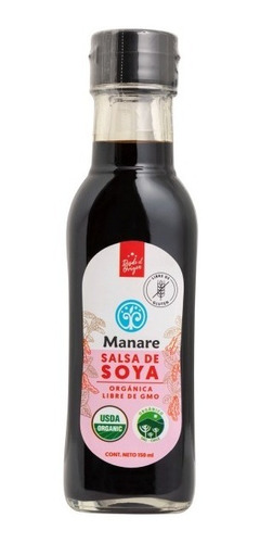 Imagen 1 de 4 de Salsa De Soya Organica 150ml Manare / Vegano / Libre Gluten 