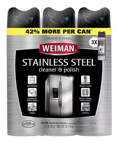 Weiman Cleaner & Polish De Acero Inoxidable 3 Pza. Importado