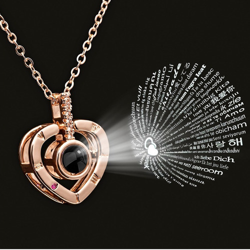 Imagen 4 de 7 de Collar Te Amo 100 Idiomas + Cajita De Regalo Cadena Colgante