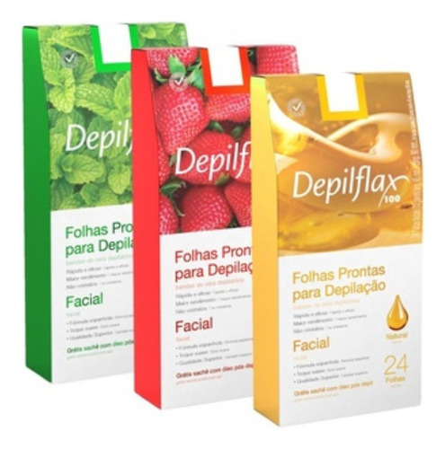 Folhas Prontas Para Depilação Facial Hortelã Morango Natural