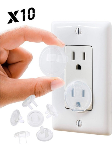 Imagen 1 de 7 de Protector Cubre Toma Protege Bebe Enchufe Corriente X10 Unds