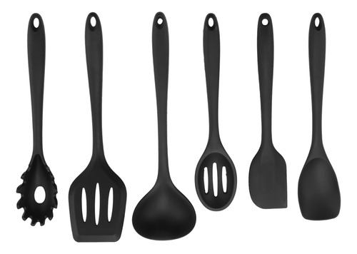 Juego De Utensilios De Cocina De Silicona Negra De 6 Piezas,