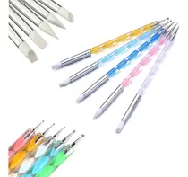 Comprar Kit 5 Pinceles Doble Punta Goma Silicona Y Dotting Punteros