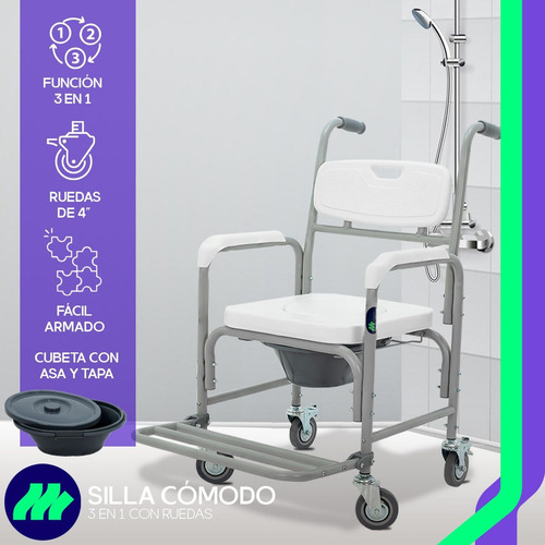 Silla Comodo Ducha Aumento Para Wc Baño 3 En 1