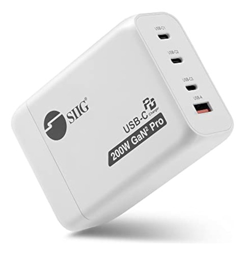 Cargador De 200w Usb C 4 Puertos Para Dispositivos Blanco