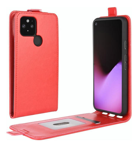 Para Google Pixel 5 Xl R64 Funda De Cuero Con Tapa Vertical