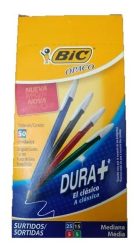 Lapicera Boligrafo Bic Opaco Colores Surtidos X 50 Unidades Color De La Tinta Surtido Azul Negro Rojo Verde Color Del Exterior Opaco Color De La Tinta