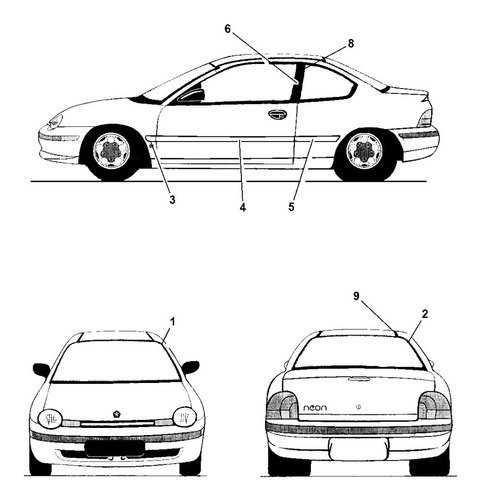 Moldura Goma De Techo Derecha Chrysler Neon 1996 - 1999