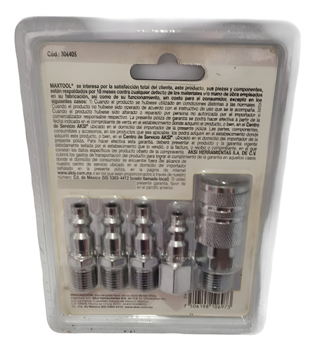 Juego De Cople Y Conectores Rapidos Para Compresor Maxtool