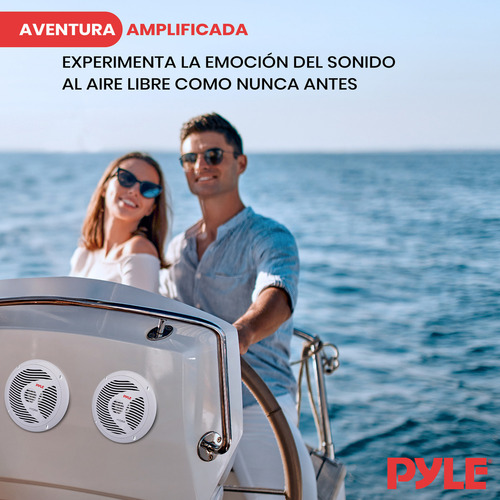 Pyle - Altavoces Para Vehículos Marinos De 8 Pulgadas, Doble Sistema De Altavoces De Componentes De Coche Impermeable De 180 W, 4 Ohmios, Cono De Pp Con Carcasa De Goma, Imán De 20 Onzas, Bobina De