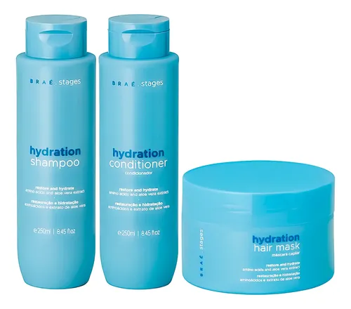 Kit Braé Stages Hydration Shampoo + Condicionador + Máscara