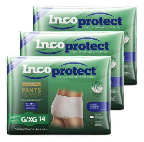 Incoprotect Pañales Pants Adulto Talle G/xg X 42 Unidades
