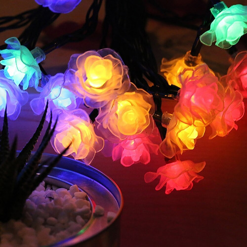 Imagen 3 de 5 de Guirnalda Solar Rosa 5 Metros 50 Led Multicolor