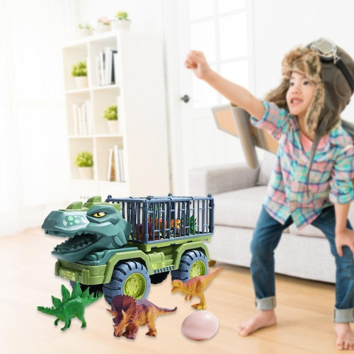 Juego De Juguetes Con Carrito De Transporte De Dinosaurios