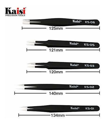Kaisi Juego 14 Pinza Esd Acero Inoxidable Antiestatico