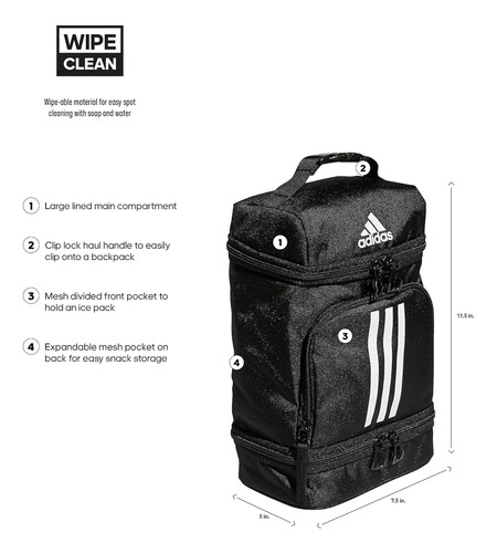Bolso Almuerzo Aislado adidas Excel 2, Negro/blanco, Talla Ú