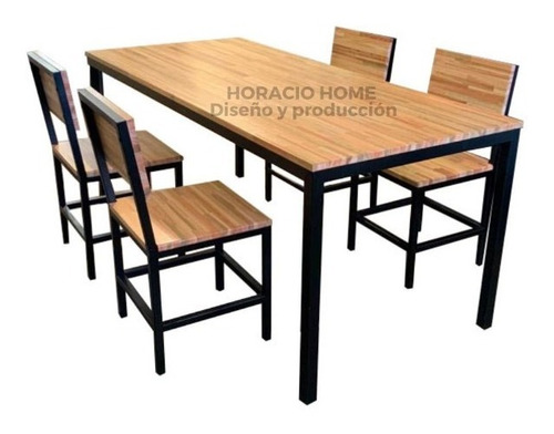 Juego Comedor Living Mesa Silla Hierro Madera Horacio Home