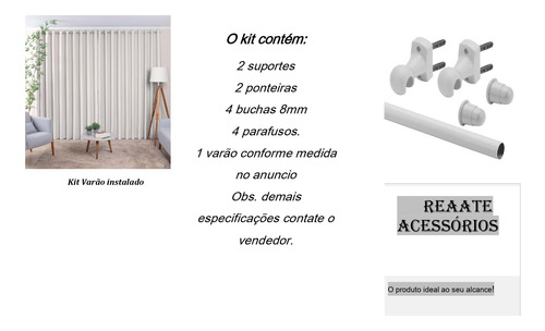 Kit Varão Completo Simples 1,5 Metros 28mm