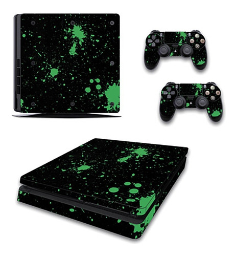 Skin Personalizado Para Ps4 Slim Pintura Verde (0186)