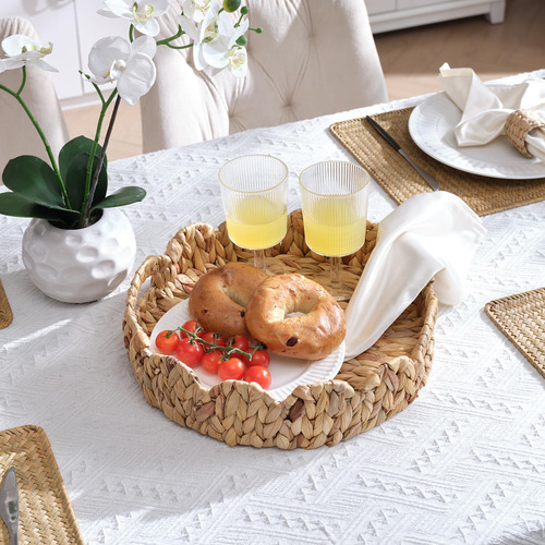 Yangqihome Bandeja Redonda Festoneada Para Servir Cesta