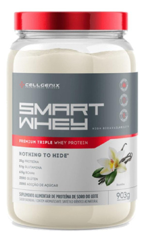 Smart Whey Triple Whey Protein Zero Lactose 903g Cellgenix Sabor Baunilha