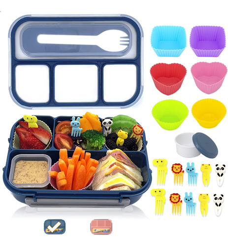 Lonchera Bento Para Nios Y Adultos, Caja Bento De 4 Comparti