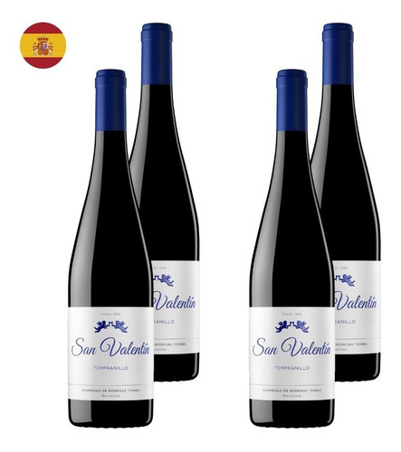 Kit 4 Vinhos Torres San Valentin Tempranilo Tint Espan 750ml