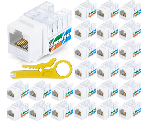 Tedgetal Cat6 Rj45 Keystone Jack Paquete De 25 Conectores D.