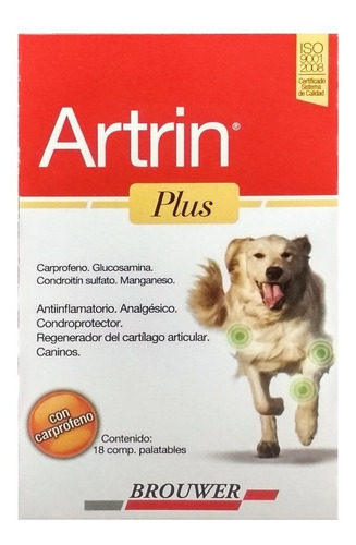 Artrin Plus 18 Comprimidos Palatables Condoprotector  Perro