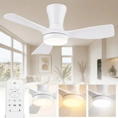Ventilador de Teto Moderno 36" Nepul com Luz LED e Controle Remot...