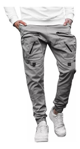 Hombre Cargo Bolsillo Pantalones Streetwear Joggers Hip  J