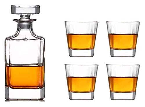 Set Decantador Whisky Cristal 768ml 4 Copas 5pzs