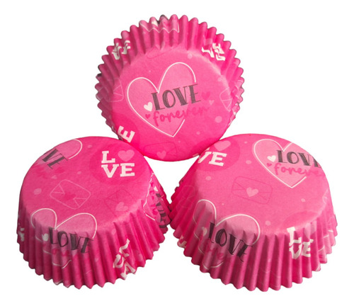 * Capacillos Fucsia Corazones Love Valentin Cupcakes Fondant