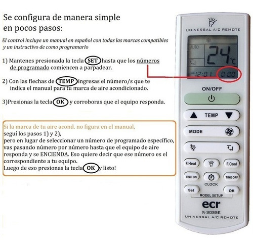 Imagen 3 de 10 de Control Remoto Universal Aire Acondicionado Todas Las Marcas