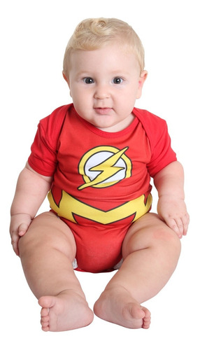 Imagem 1 de 1 de Fantasia Body Para Bebê The Flash, 100% Algodão, Oficial